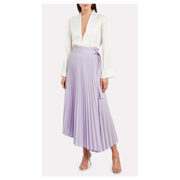 A.L.C. Lavender Crepe Arielle Pleated Midi Skirt - Picture 1 of 8